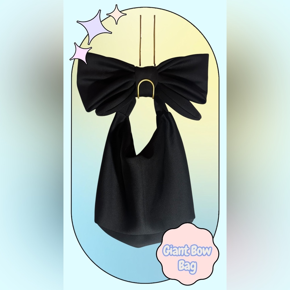 🎀 Oversized Black Bow Top Handle Purse 👛
